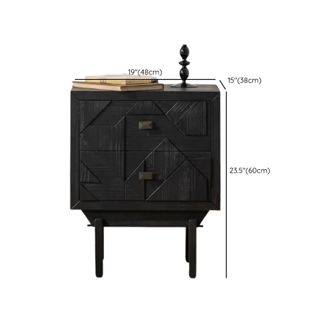 Rectangular Black Parlor Accent Cabinet with Straight Legs