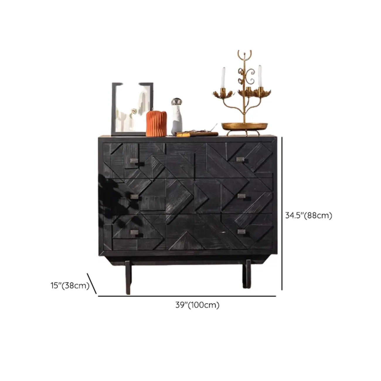 Rectangular Black Parlor Accent Cabinet with Straight Legs