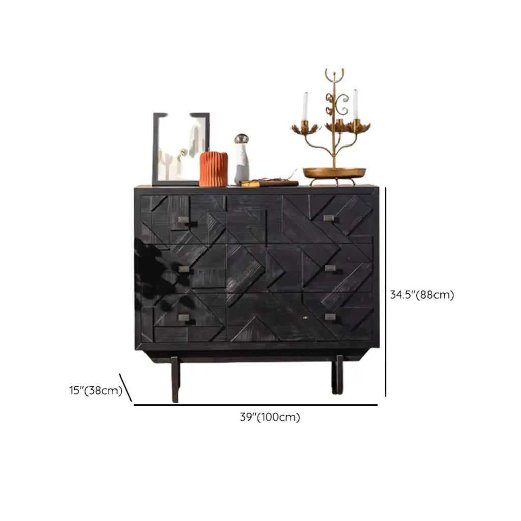 Rectangular Black Parlor Accent Cabinet with Straight Legs