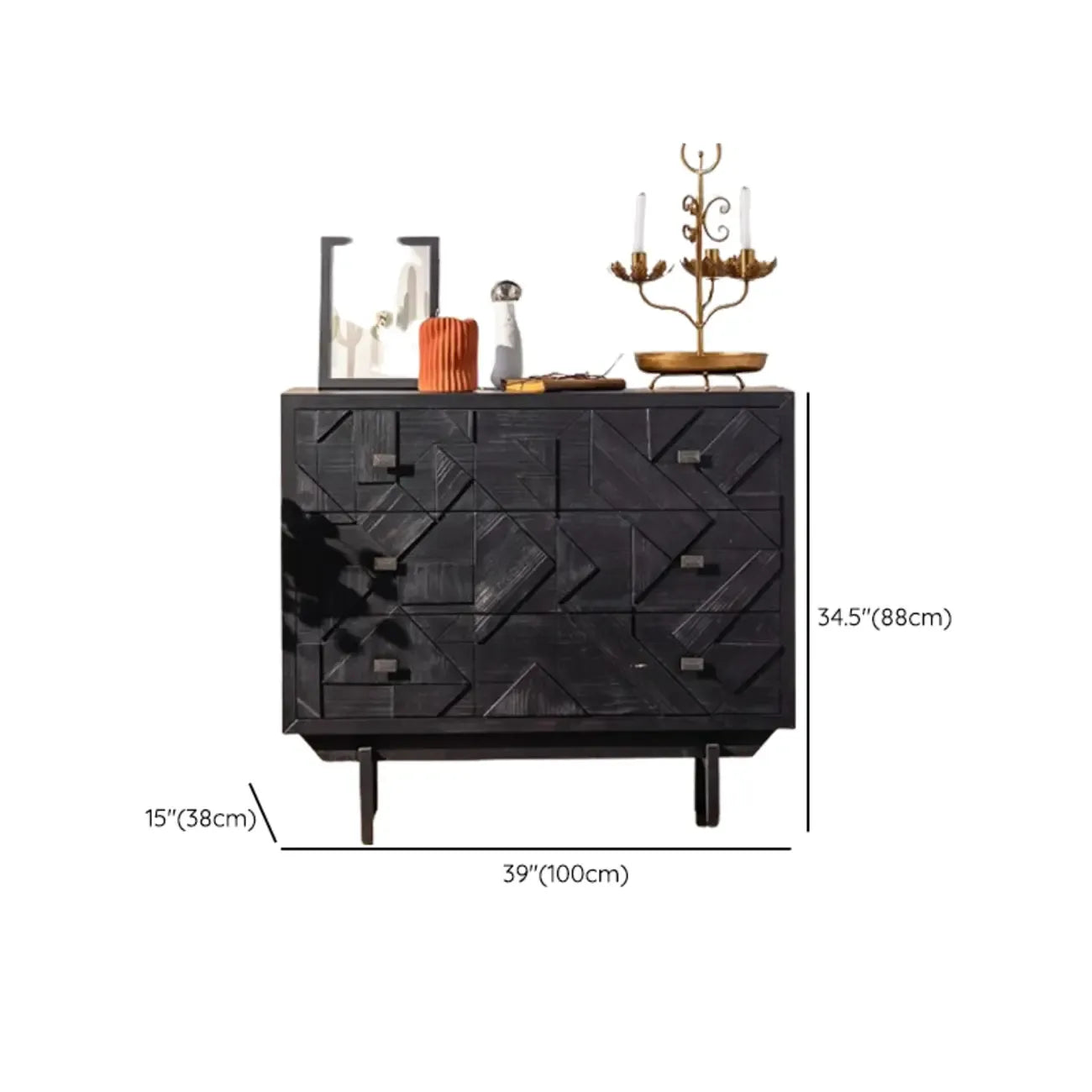 Rectangular Black Parlor Accent Cabinet with Straight Legs