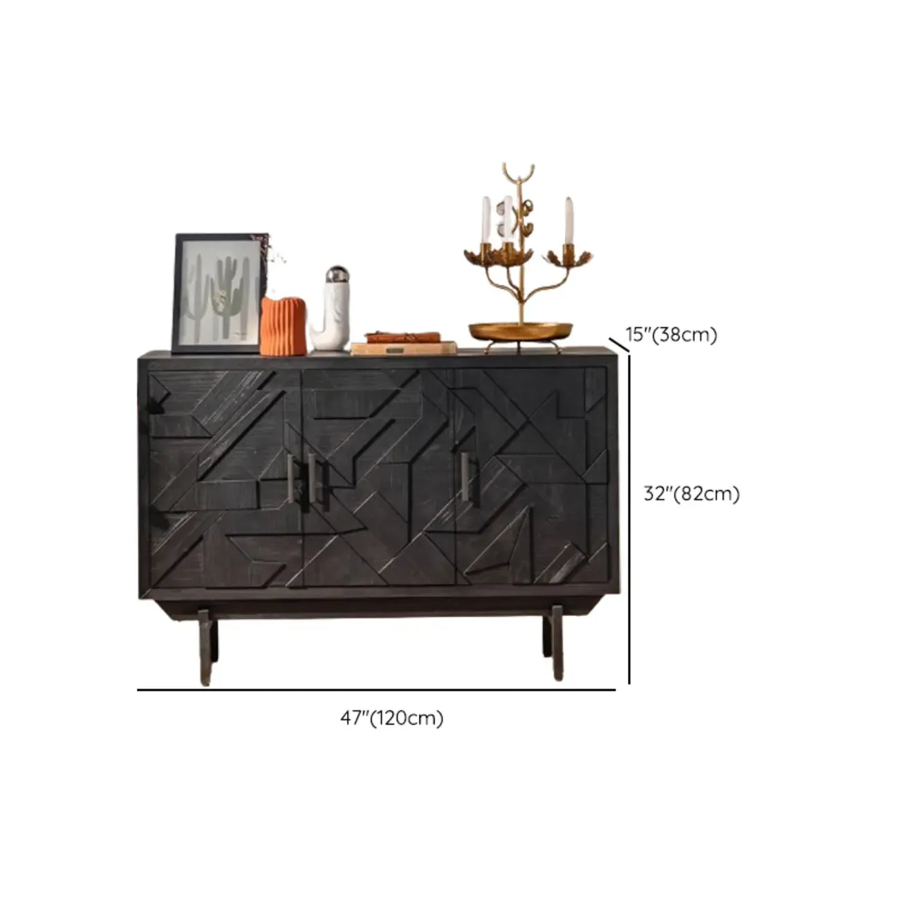 Rectangular Black Parlor Accent Cabinet with Straight Legs