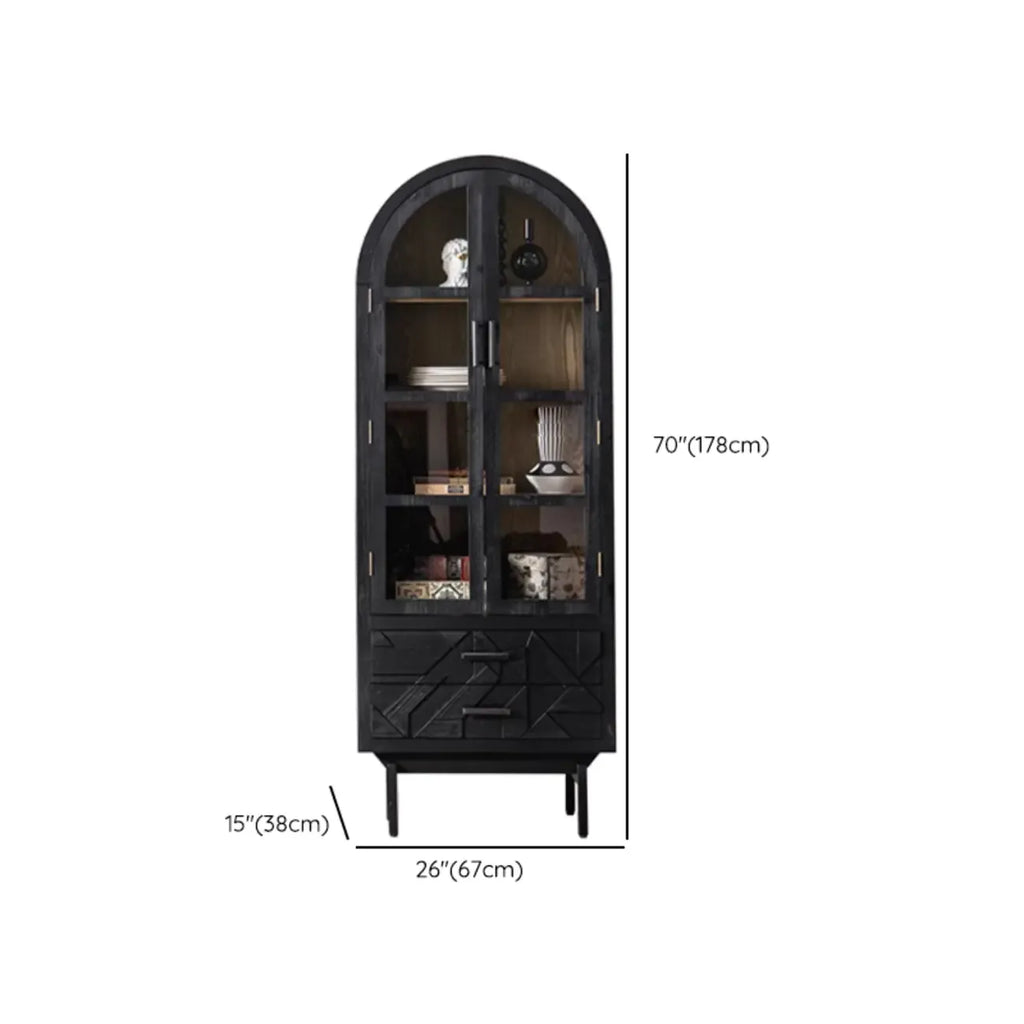 Rectangular Black Parlor Accent Cabinet with Straight Legs