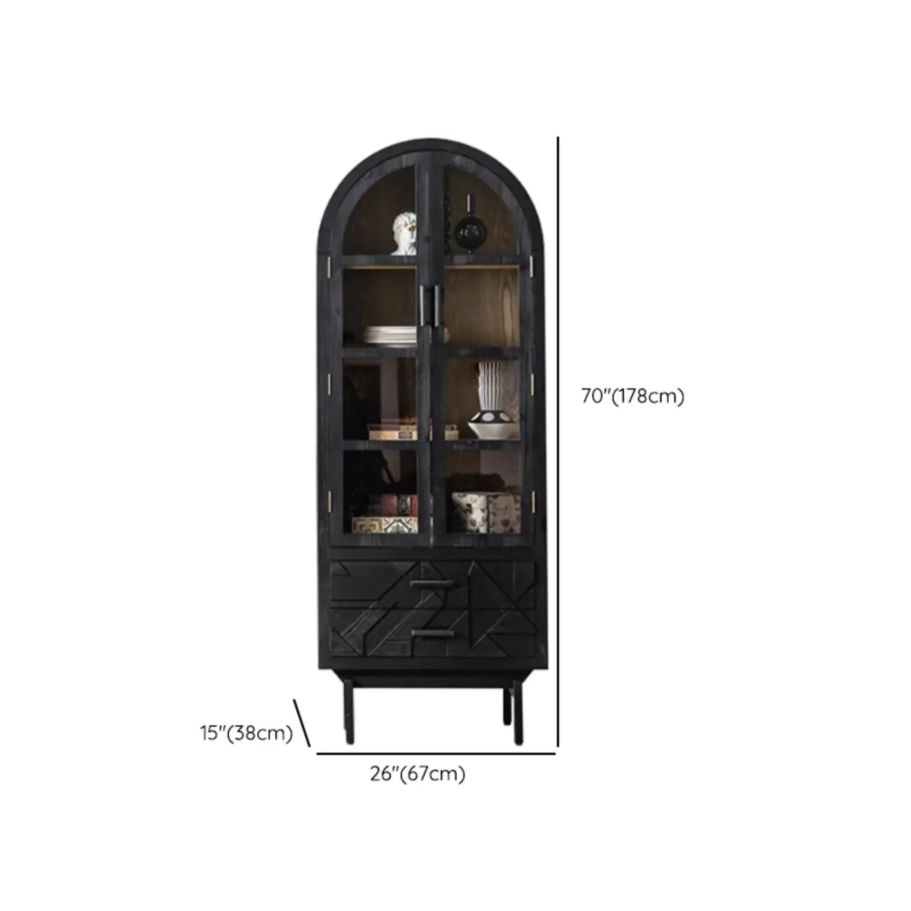 Rectangular Black Parlor Accent Cabinet with Straight Legs
