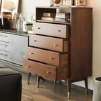 Modern Rubberwood Bedroom Storage Cabinet with 4 Drawers