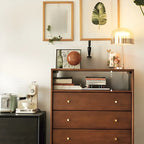 Modern Rubberwood Bedroom Storage Cabinet with 4 Drawers