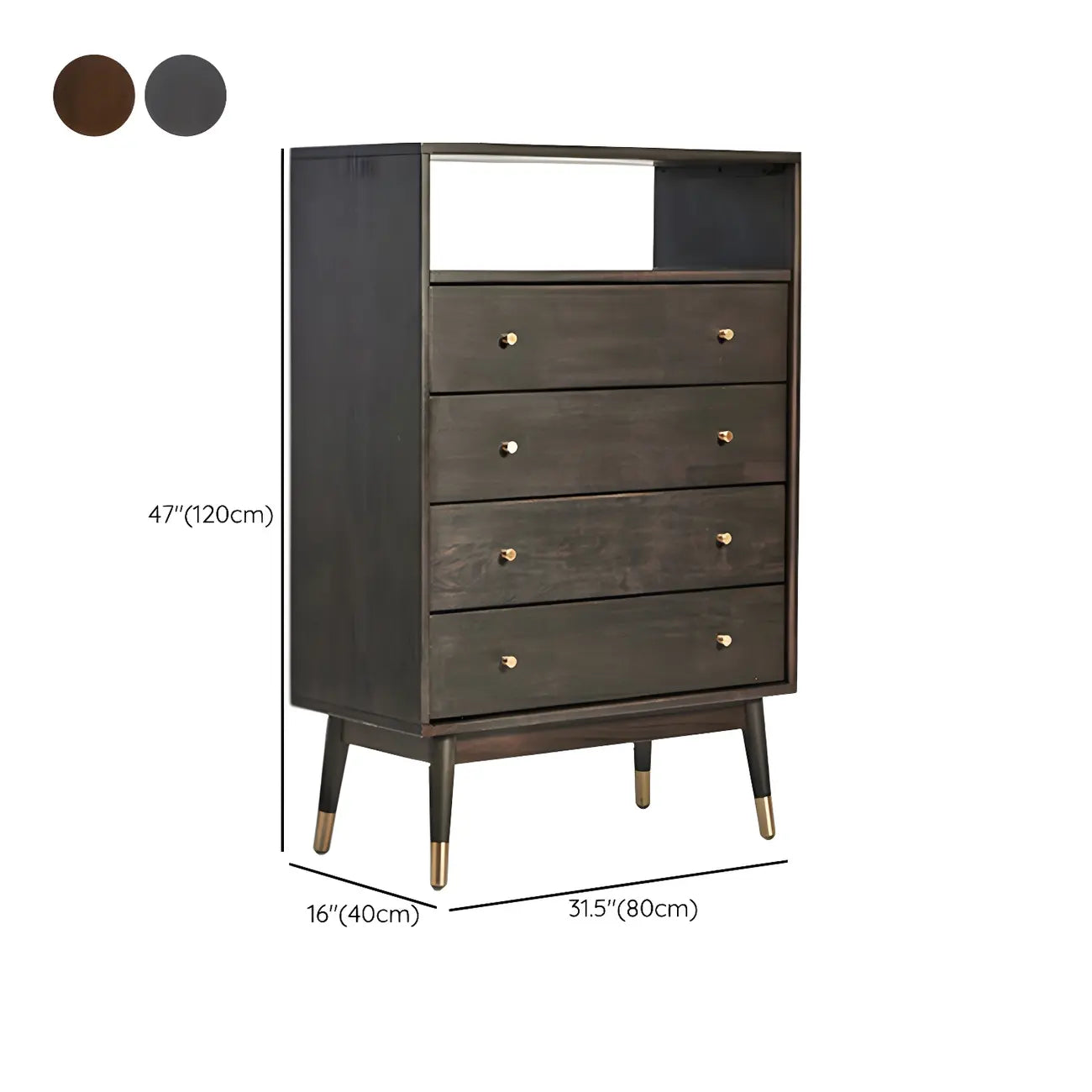 Modern Rubberwood Bedroom Storage Cabinet with 4 Drawers