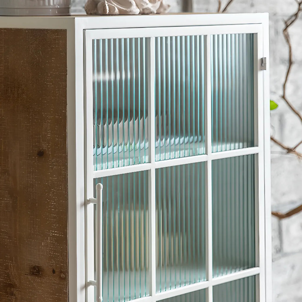 Bohemian White Accent Cabinet with Glass Door & Drawers
