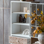 Bohemian White Accent Cabinet with Glass Door & Drawers