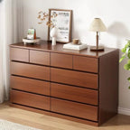 Minimalist Solid Wood Double Dresser with 10-Drawers