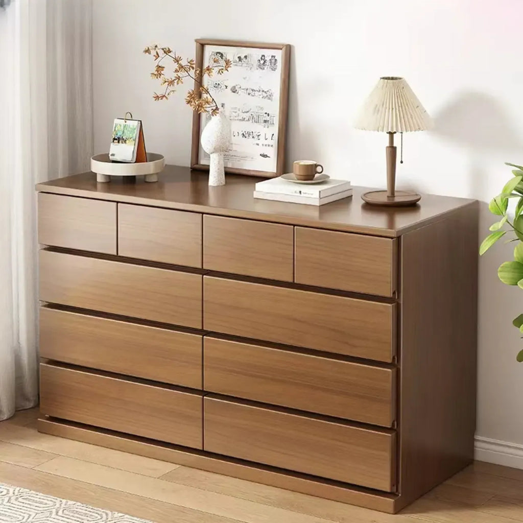 Minimalist Solid Wood Double Dresser with 10-Drawers