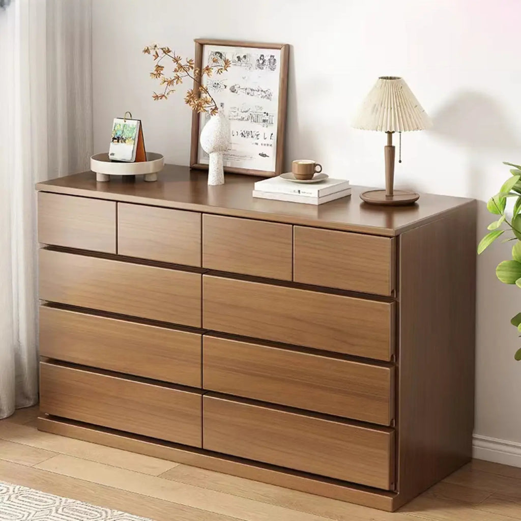 Minimalist Solid Wood Double Dresser with 10-Drawers