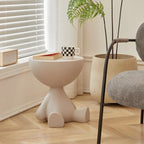 White Stylish Plastic Round End Table for Living Room