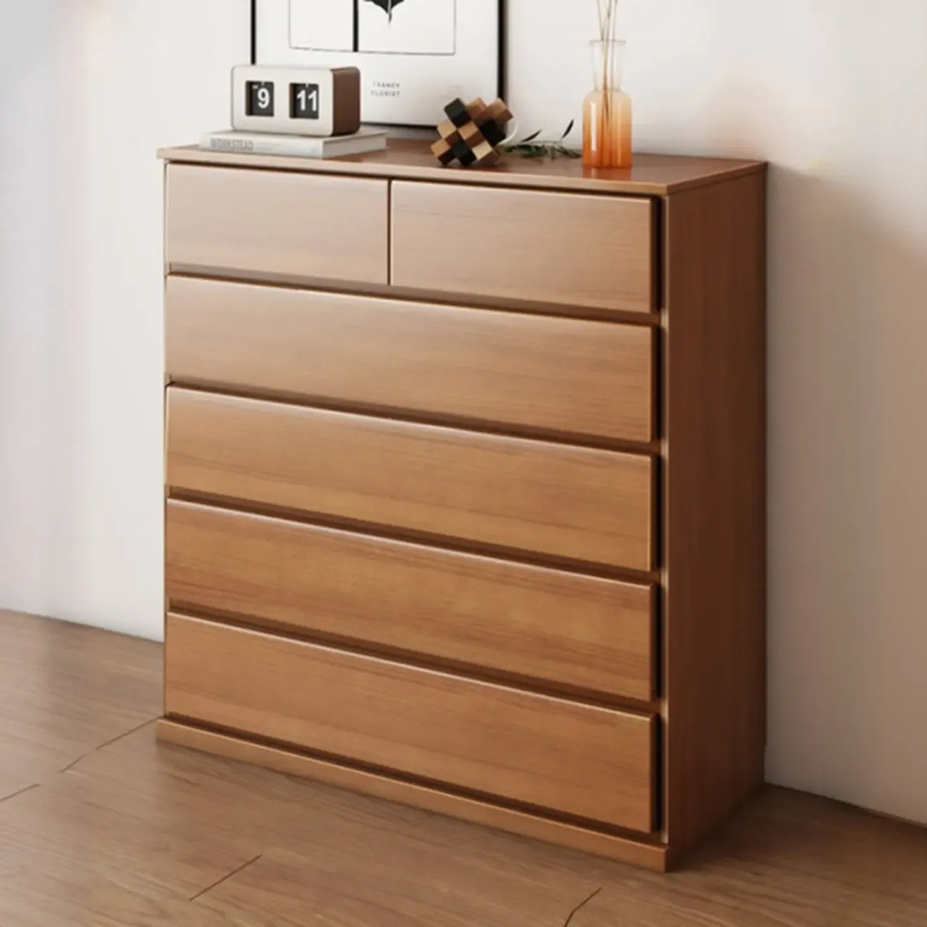 Minimalist Solid Wood Double Dresser with 10-Drawers