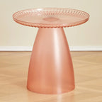 White Stylish Plastic Round End Table for Living Room
