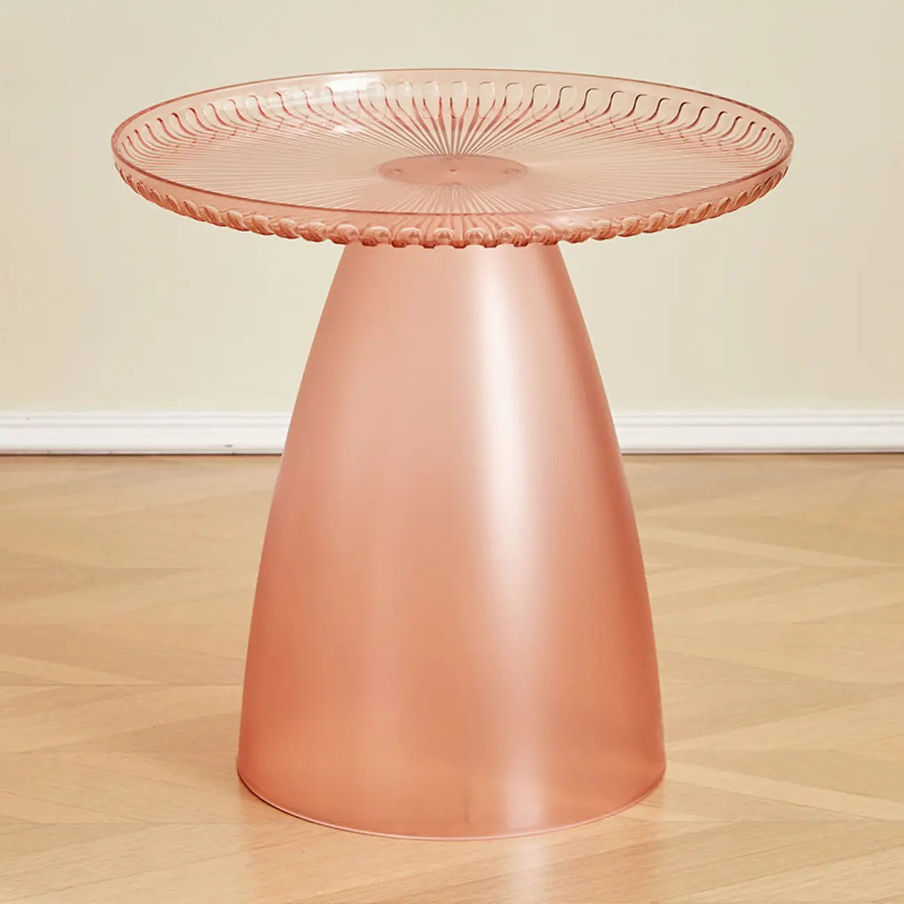 White Stylish Plastic Round End Table for Living Room