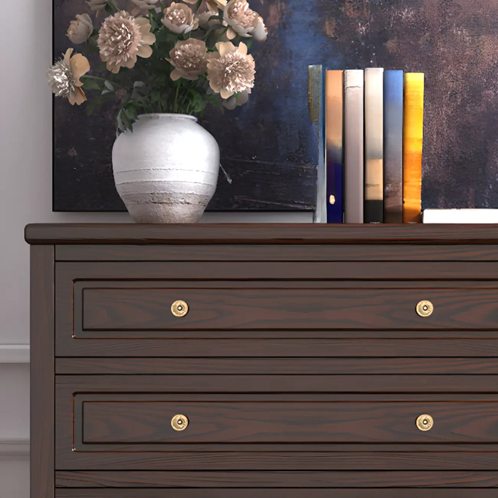 American Country Lacquered Finish Ash Wood 5-Drawer Chest