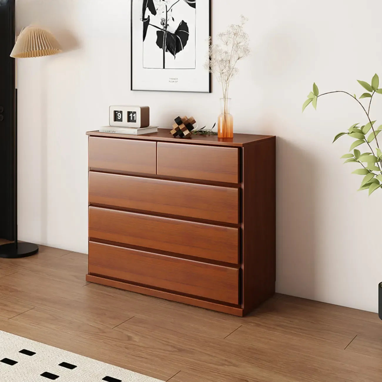 Minimalist Solid Wood Double Dresser with 10-Drawers