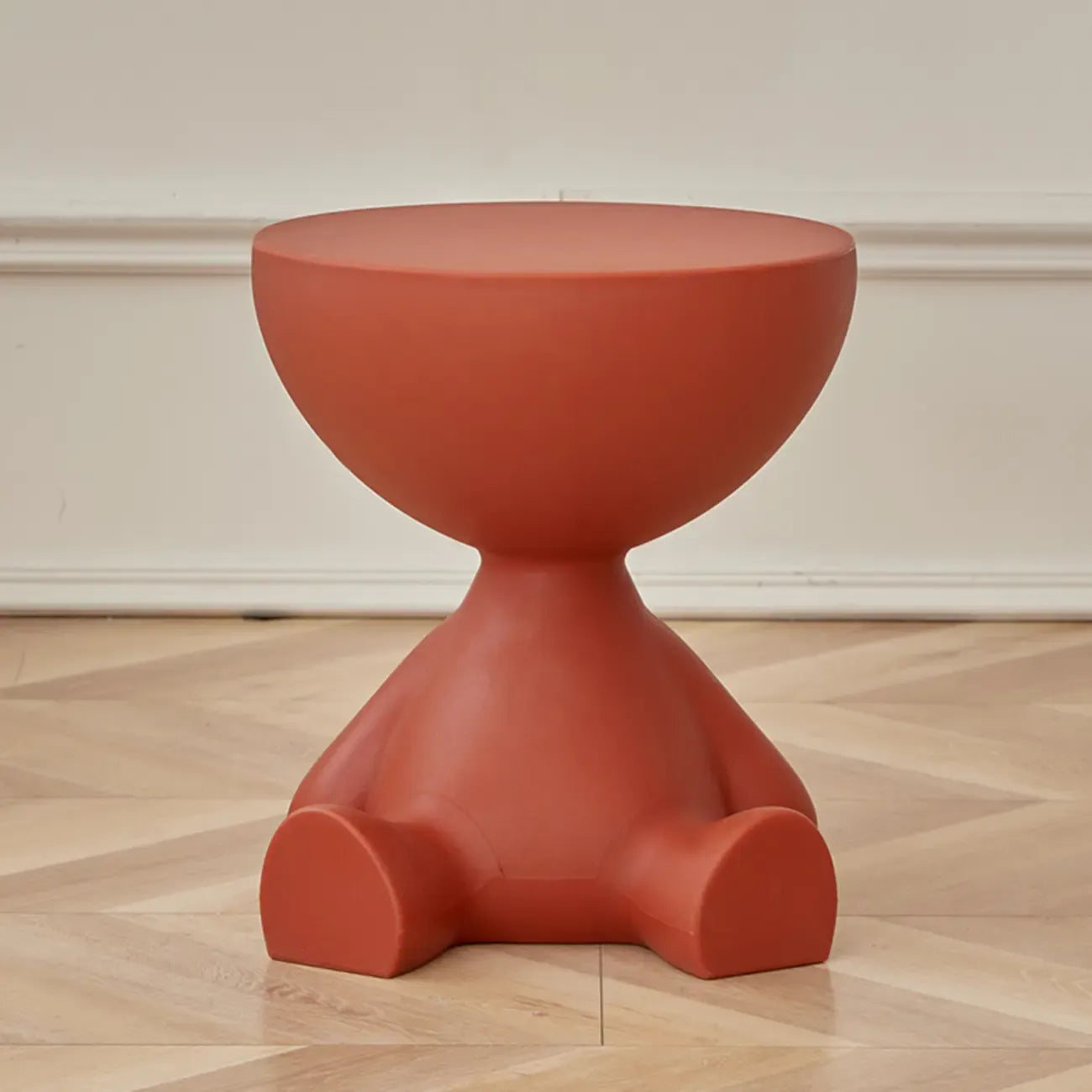 White Stylish Plastic Round End Table for Living Room
