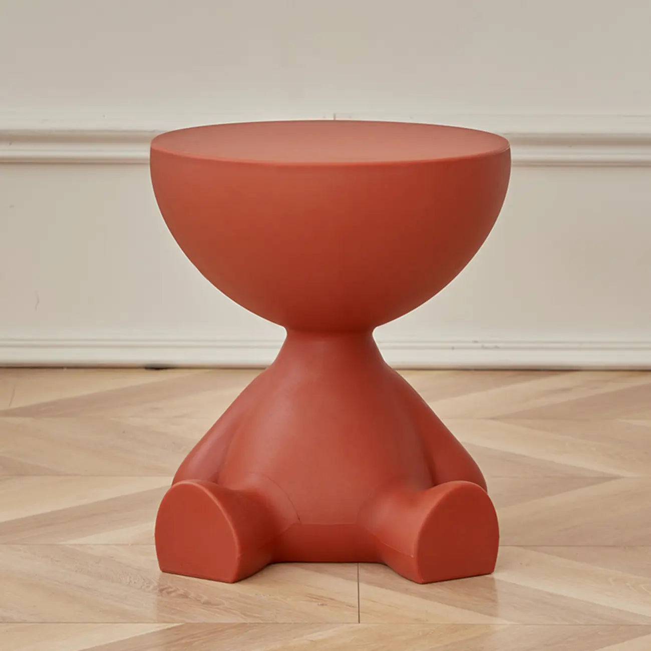 White Stylish Plastic Round End Table for Living Room