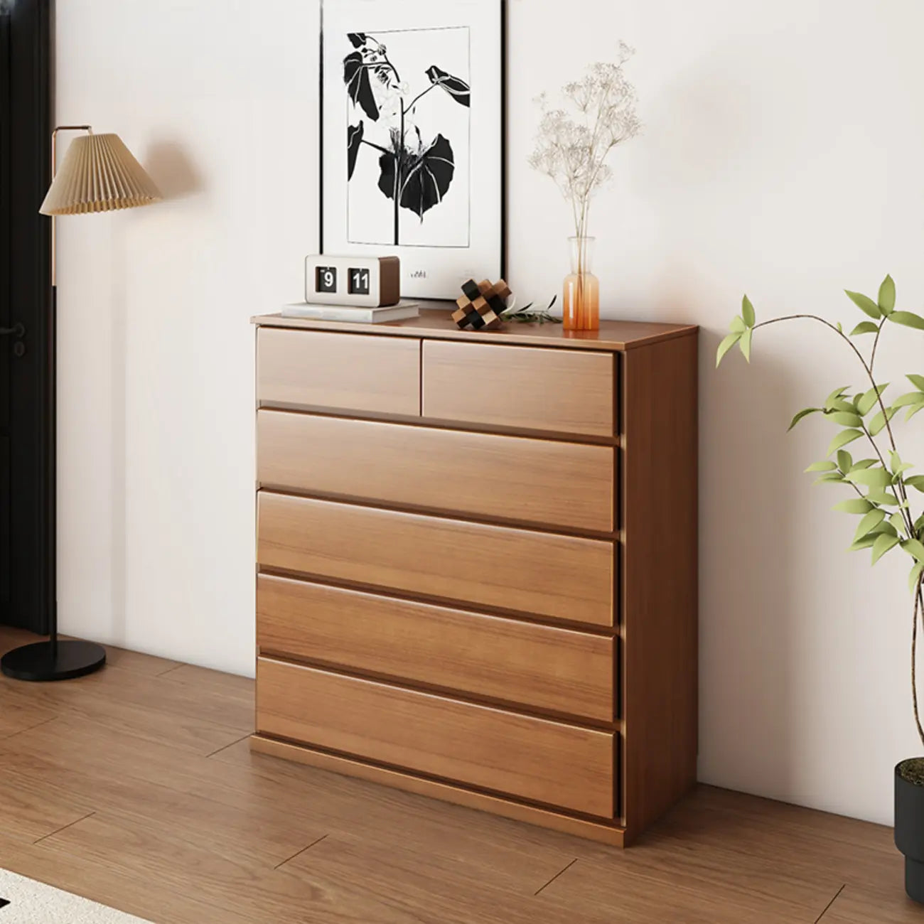 Minimalist Solid Wood Double Dresser with 10-Drawers