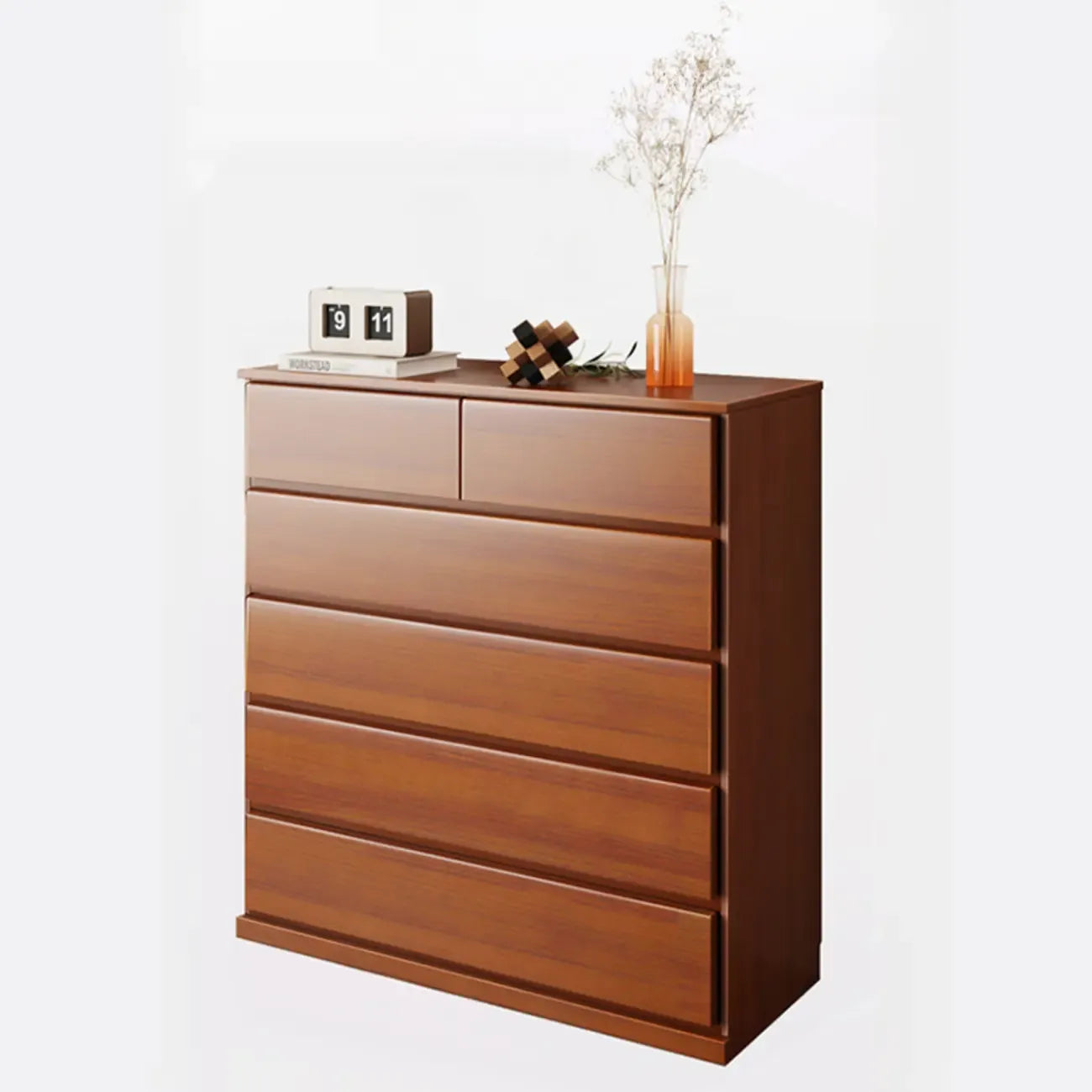 Minimalist Solid Wood Double Dresser with 10-Drawers