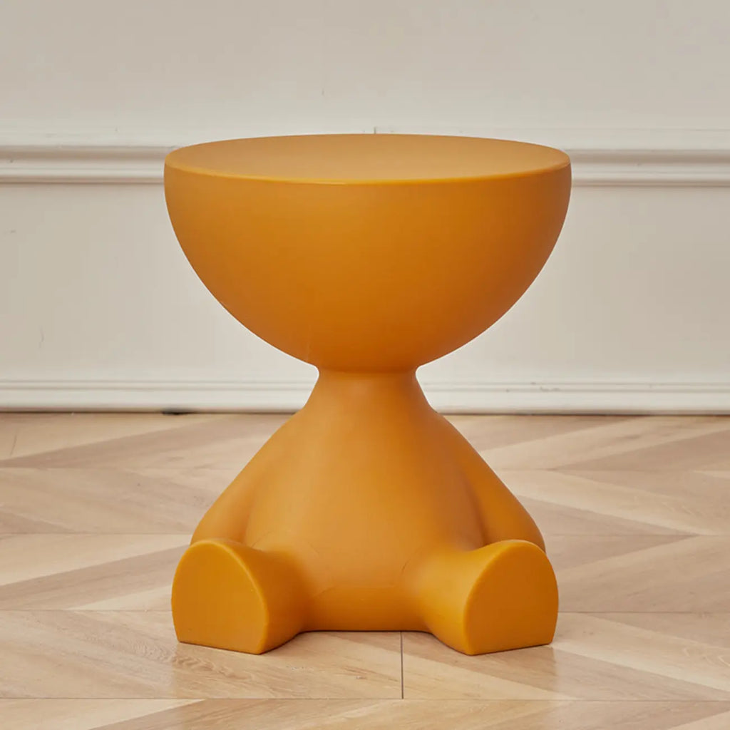 White Stylish Plastic Round End Table for Living Room
