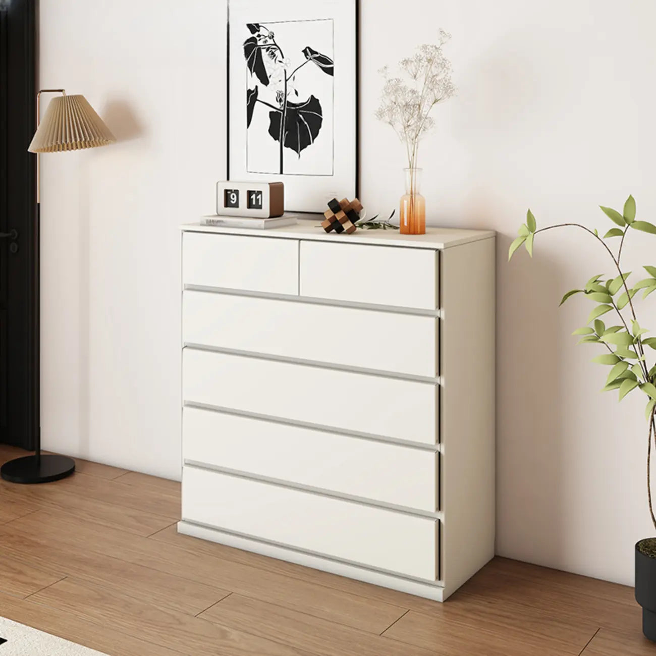 Minimalist Solid Wood Double Dresser with 10-Drawers