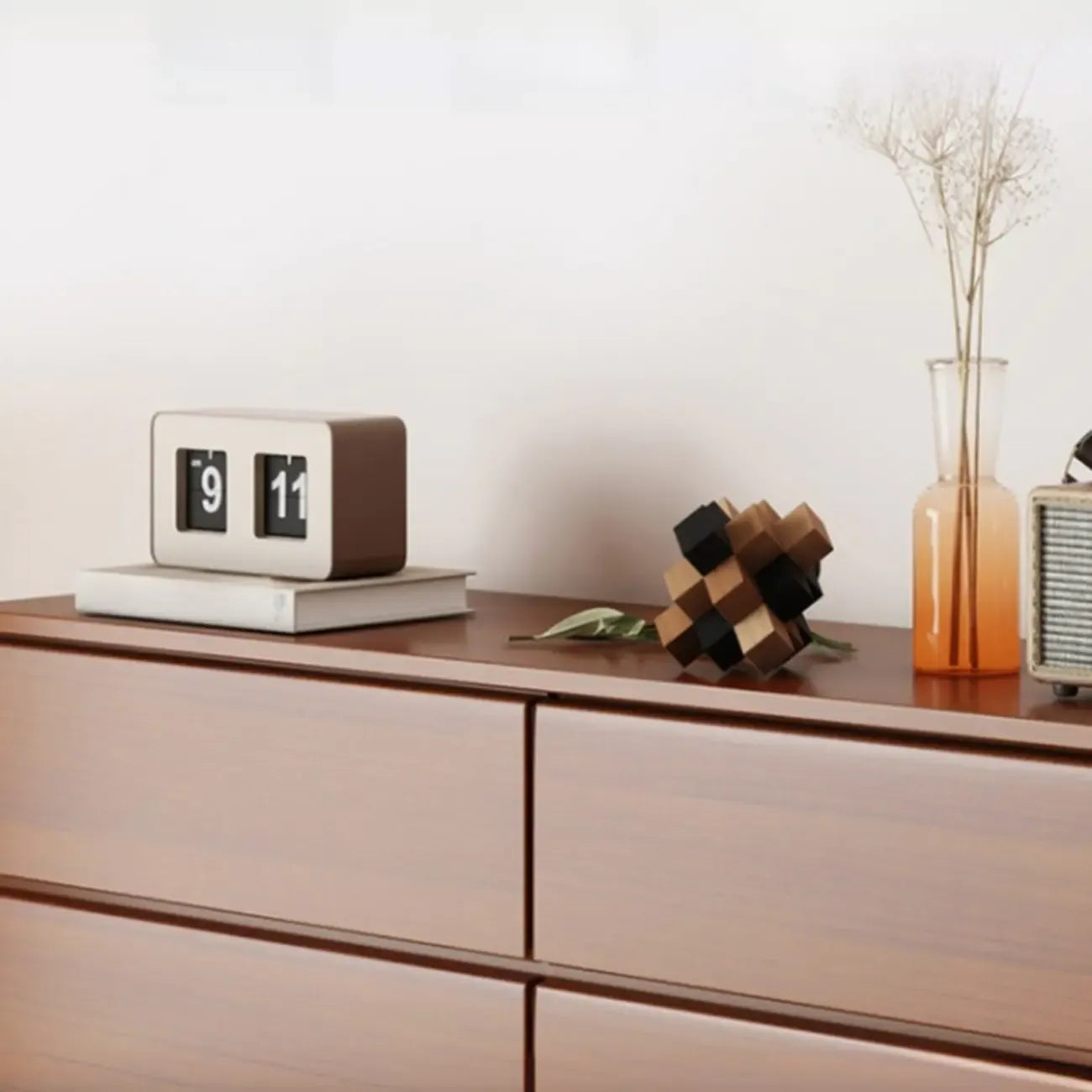 Minimalist Solid Wood Double Dresser with 10-Drawers