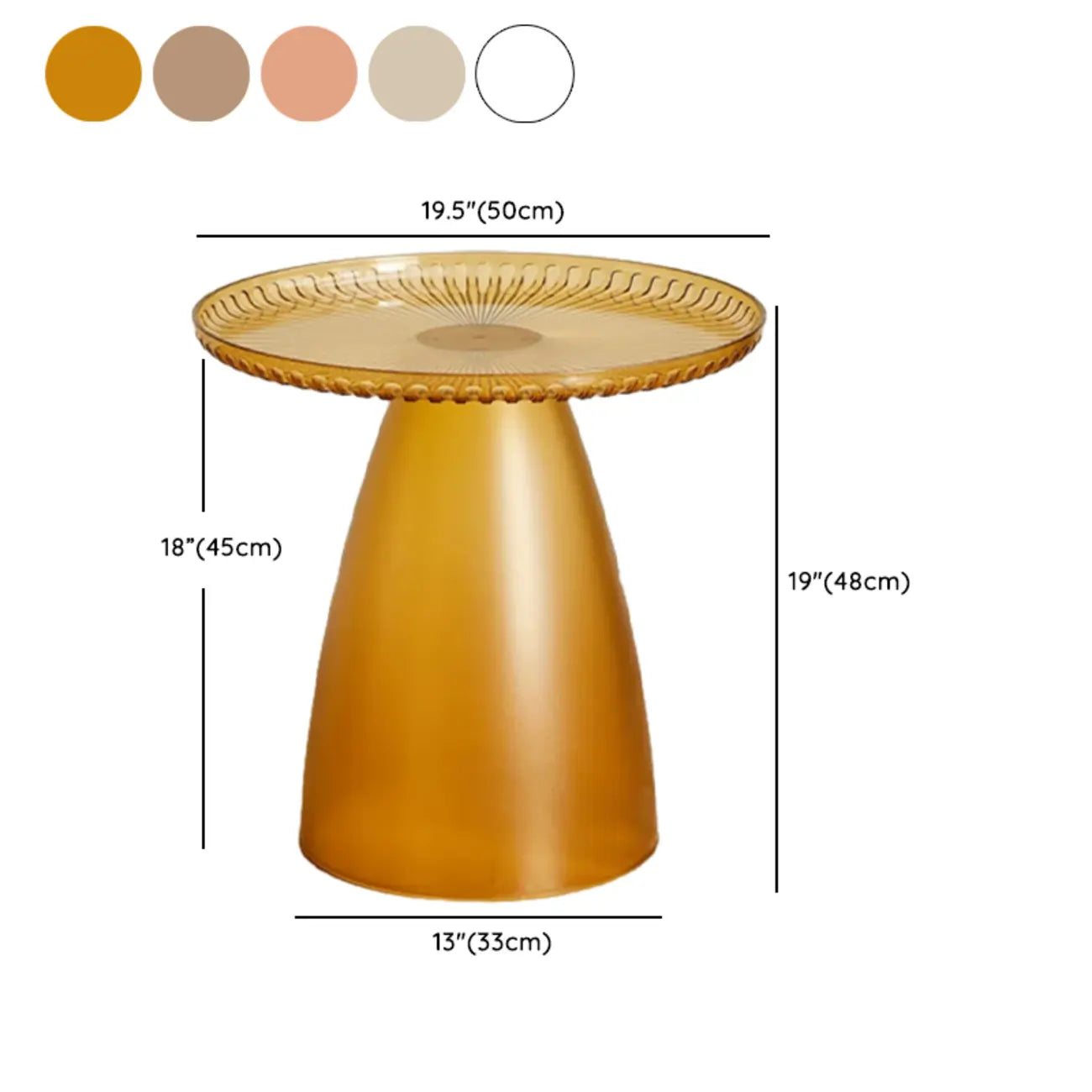 White Stylish Plastic Round End Table for Living Room
