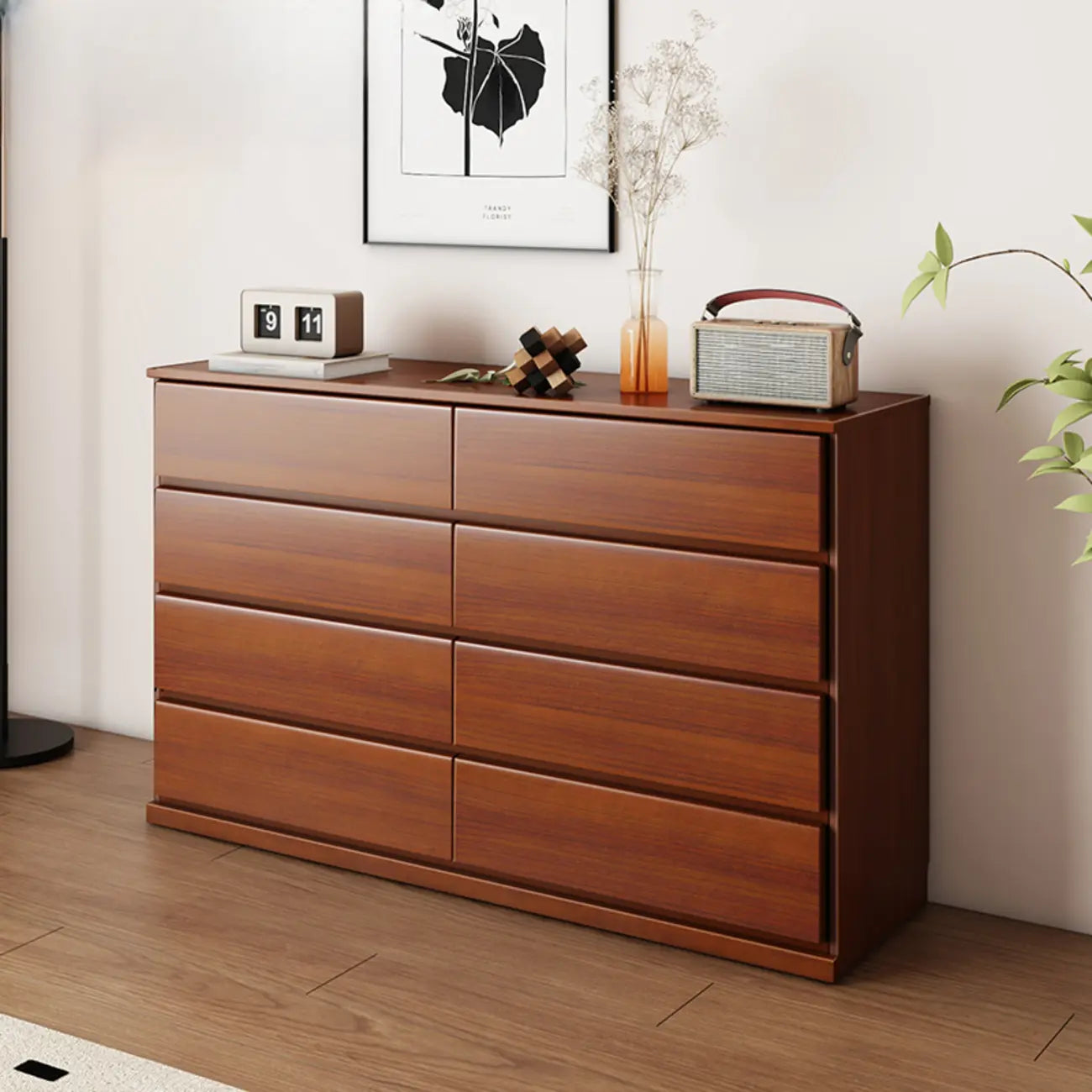 Minimalist Solid Wood Double Dresser with 10-Drawers