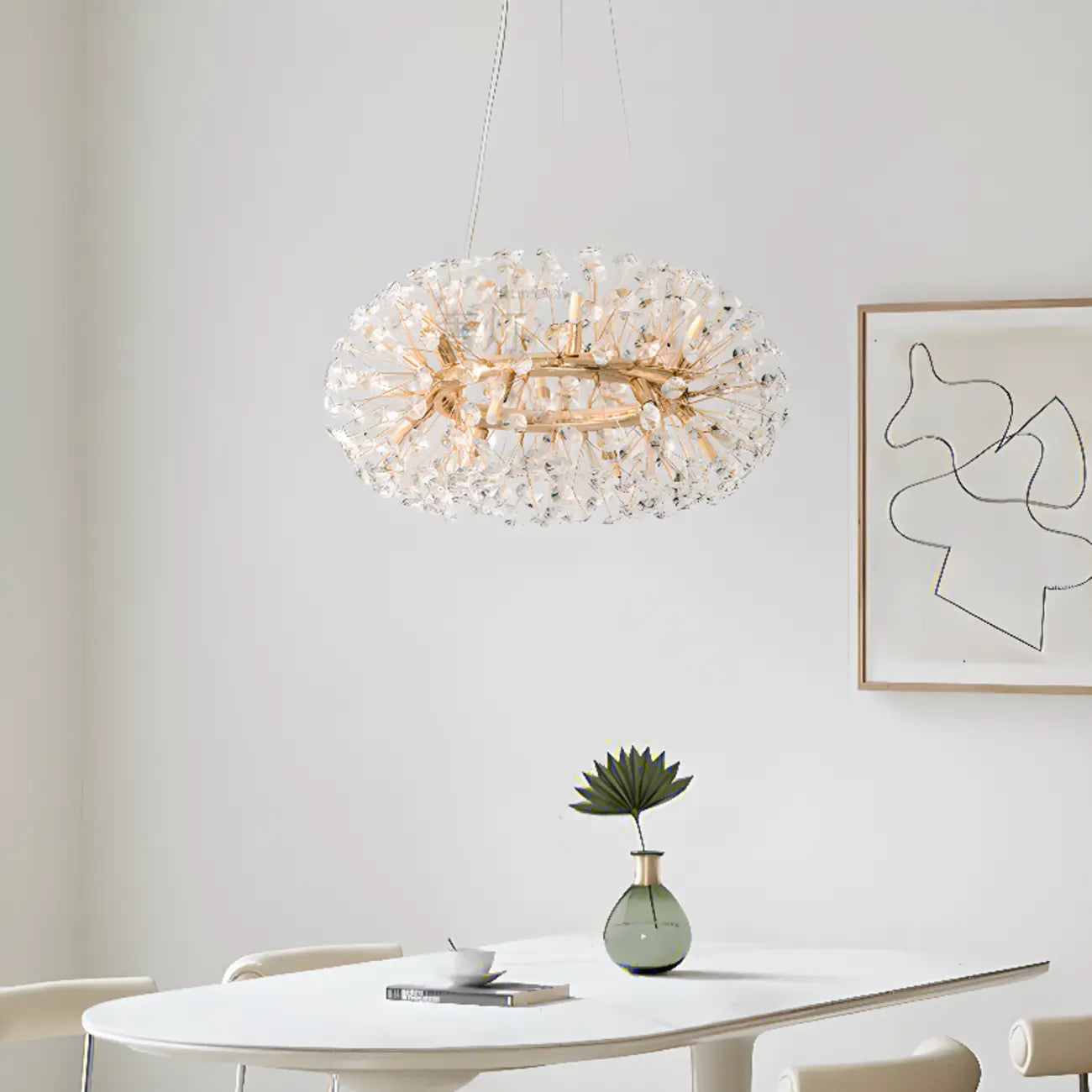 Luxury Crystal Round Chandelier with Geometric Design