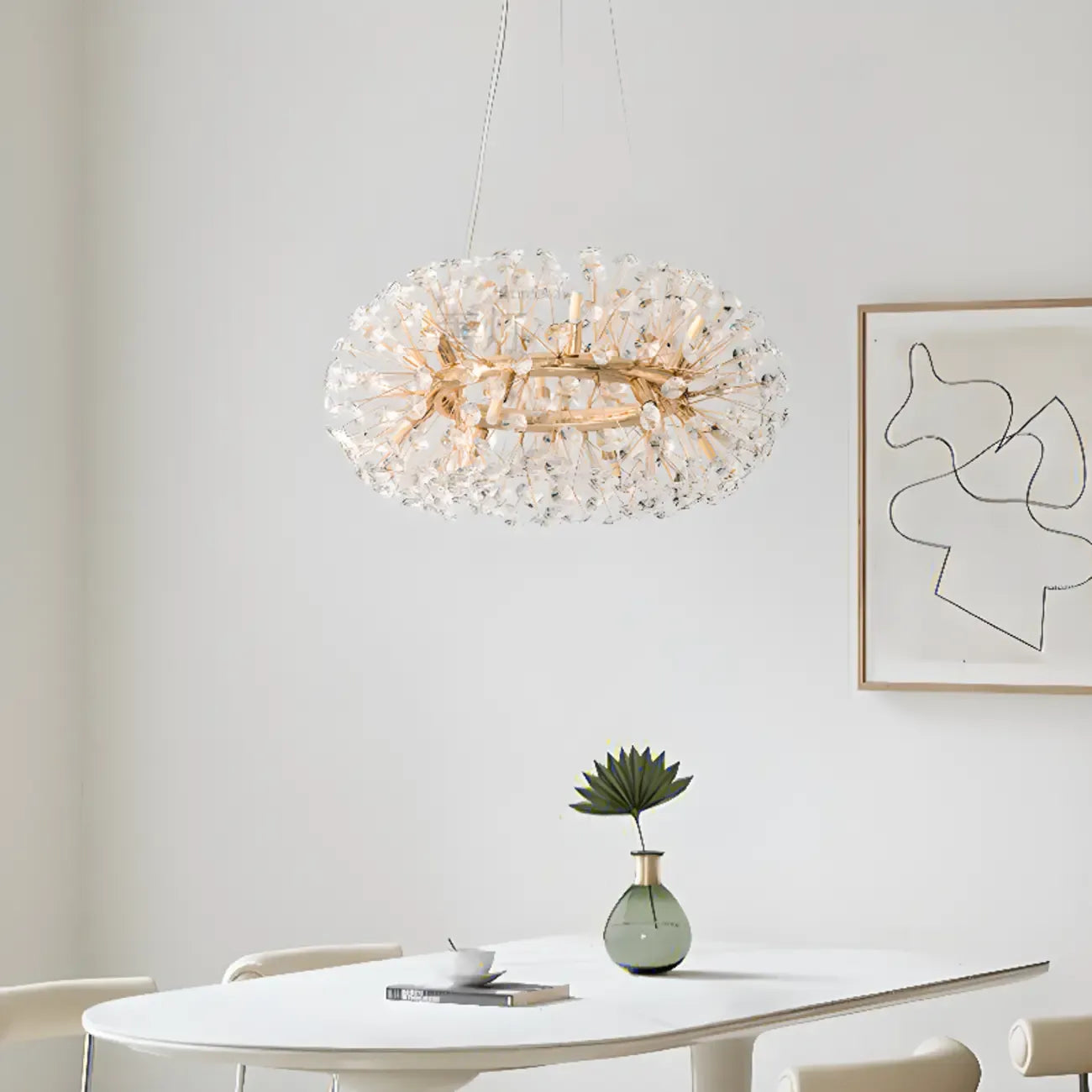Luxury Crystal Round Chandelier with Geometric Design