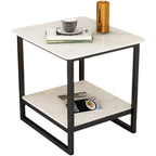 Glam Black Marble Side Table with Storage for Living Room