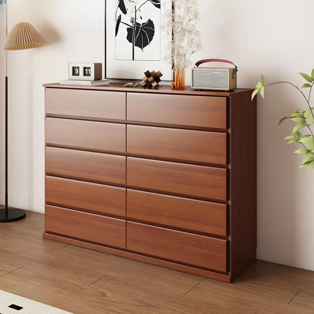 Minimalist Solid Wood Double Dresser with 10-Drawers