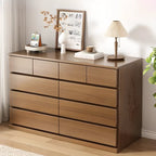Minimalist Solid Wood Double Dresser with 10-Drawers
