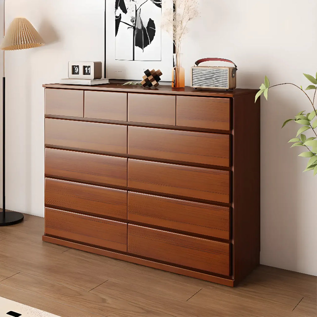 Minimalist Solid Wood Double Dresser with 10-Drawers