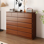 Minimalist Solid Wood Double Dresser with 10-Drawers