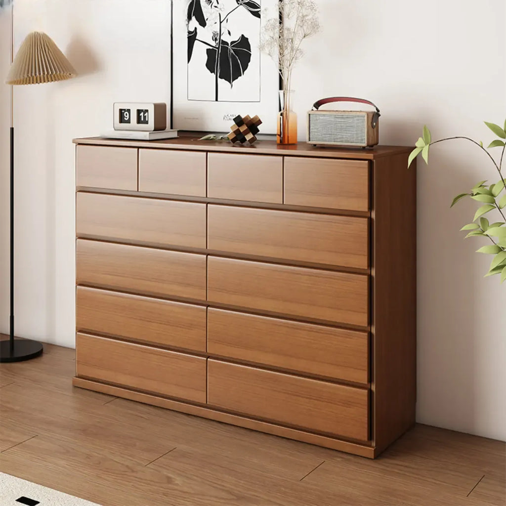 Minimalist Solid Wood Double Dresser with 10-Drawers