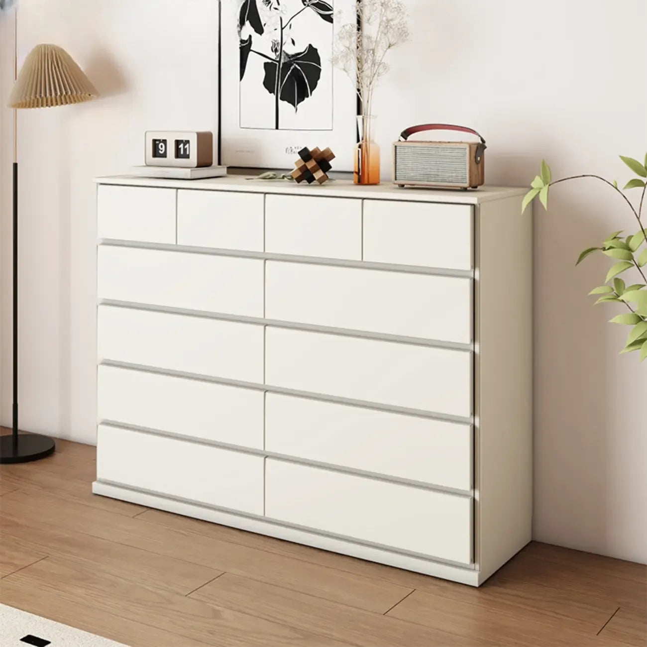 Minimalist Solid Wood Double Dresser with 10-Drawers