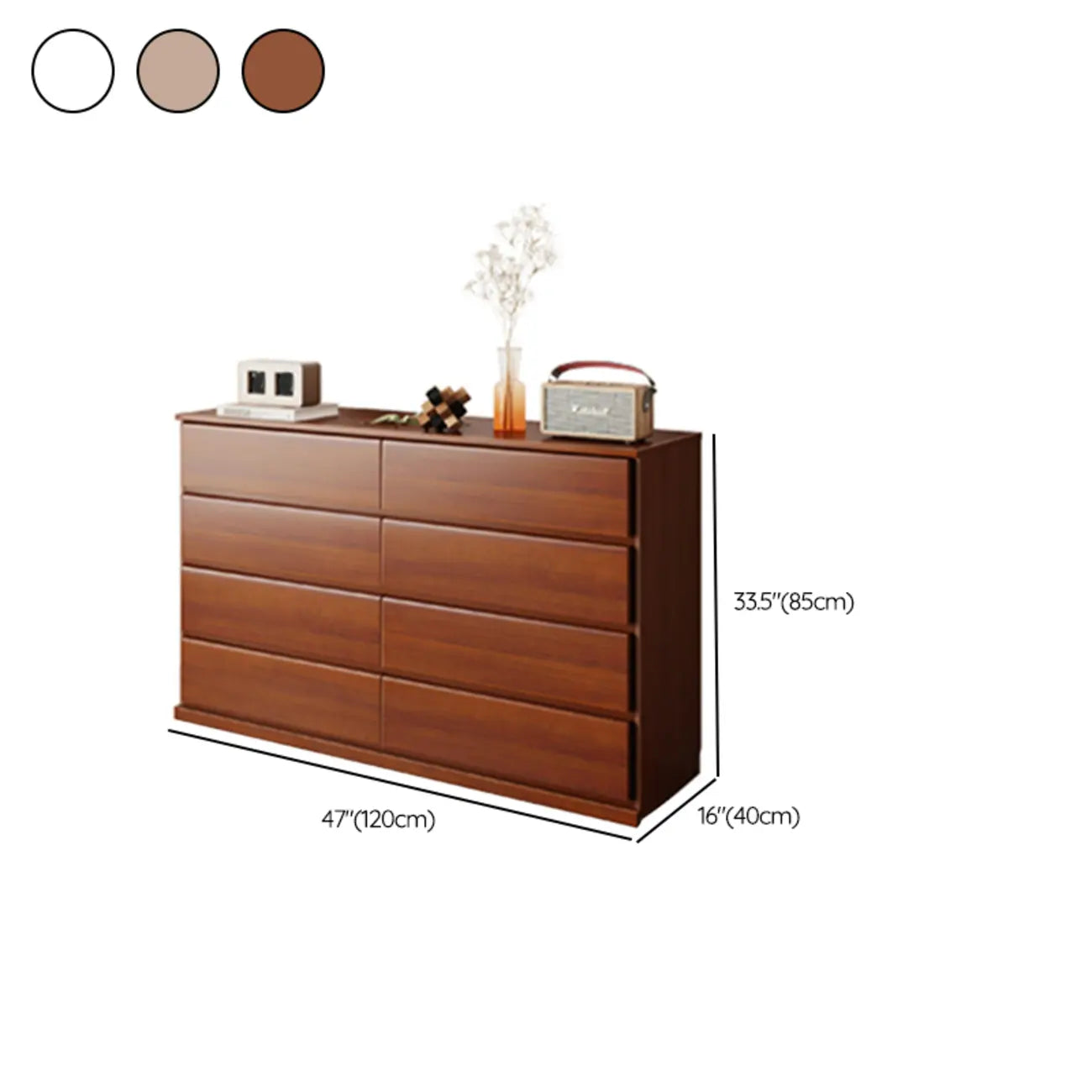 Minimalist Solid Wood Double Dresser with 10-Drawers