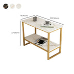 Glam Black Marble Side Table with Storage for Living Room