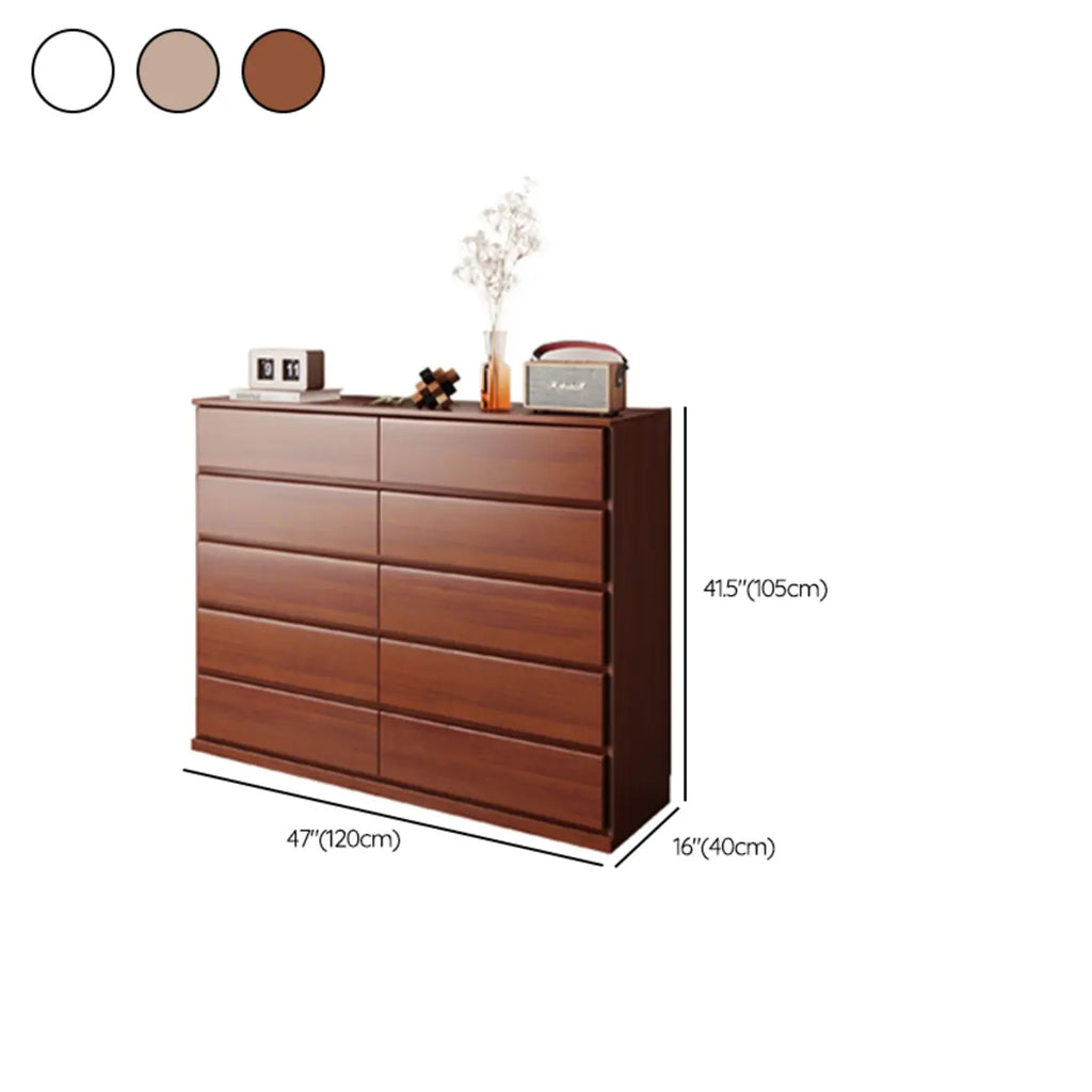 Minimalist Solid Wood Double Dresser with 10-Drawers