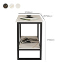 Glam Black Marble Side Table with Storage for Living Room