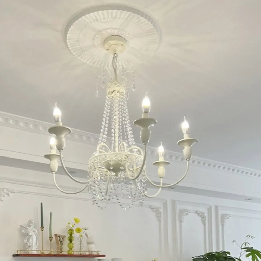 Vintage Crystal Candelabra Chandelier with Metal Frame