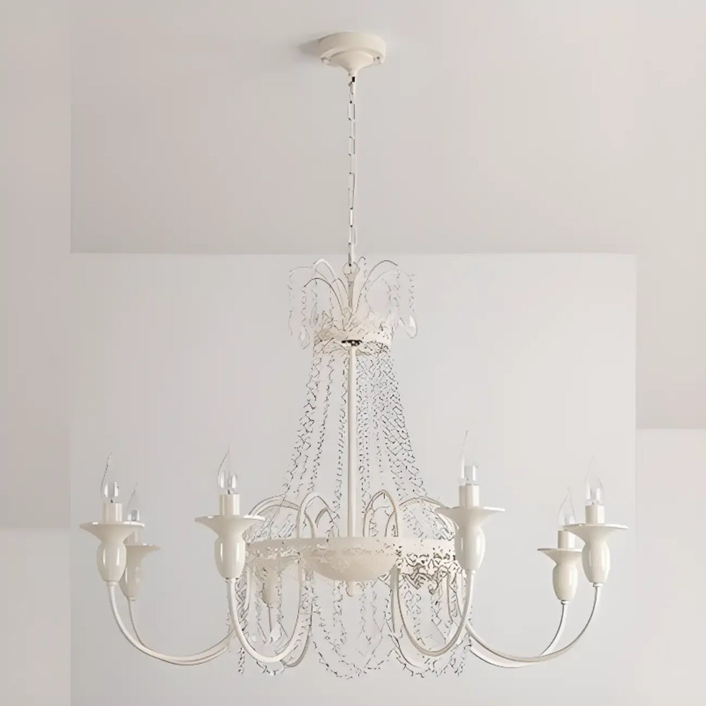 Vintage Crystal Candelabra Chandelier with Metal Frame