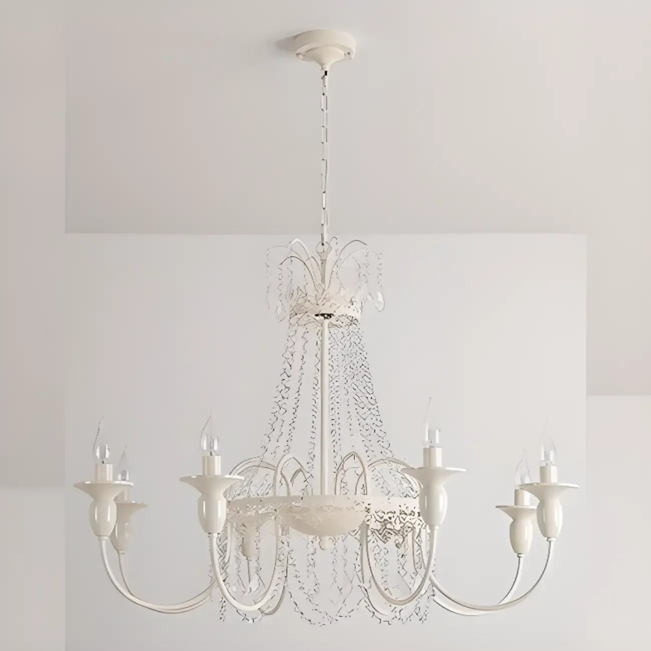 Vintage Crystal Candelabra Chandelier with Metal Frame