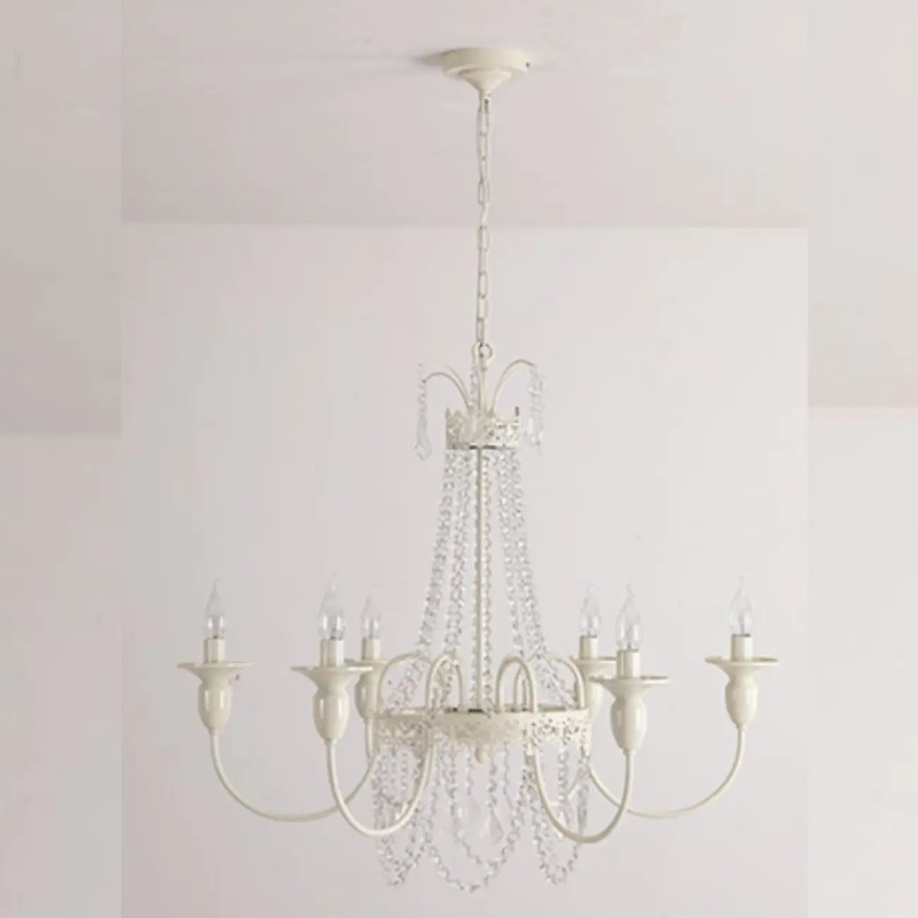 Vintage Crystal Candelabra Chandelier with Metal Frame