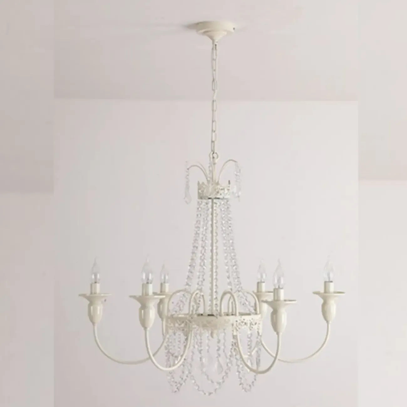 Vintage Crystal Candelabra Chandelier with Metal Frame