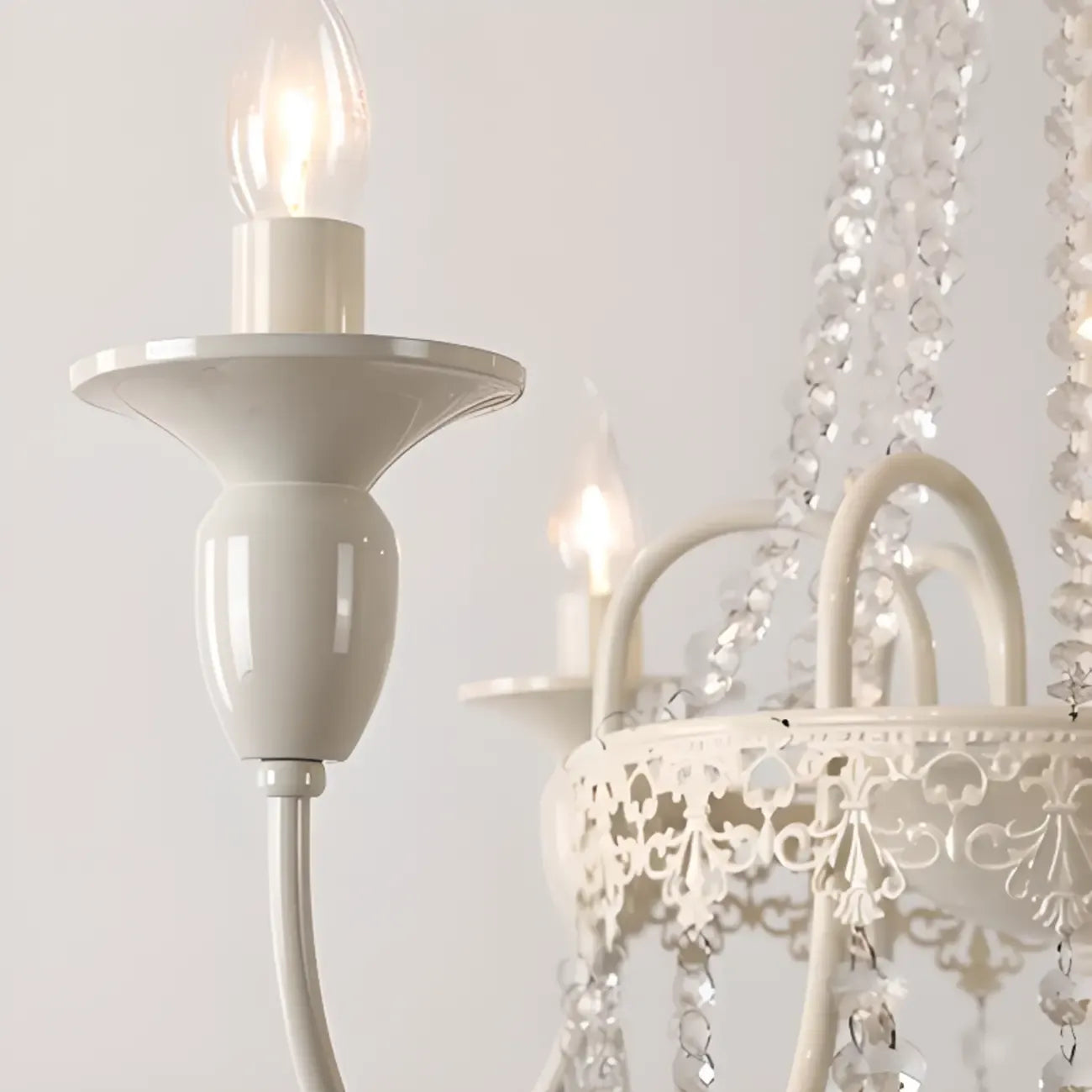 Vintage Crystal Candelabra Chandelier with Metal Frame