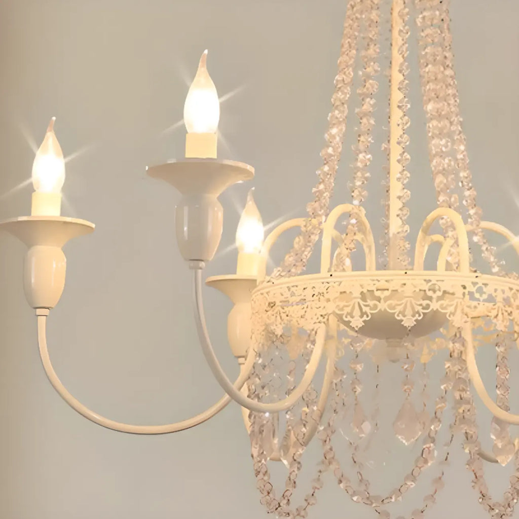 Vintage Crystal Candelabra Chandelier with Metal Frame